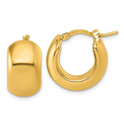 14K Gelbgold Poliert 9.75mm X 17mm Gewölbt Rund Creolen