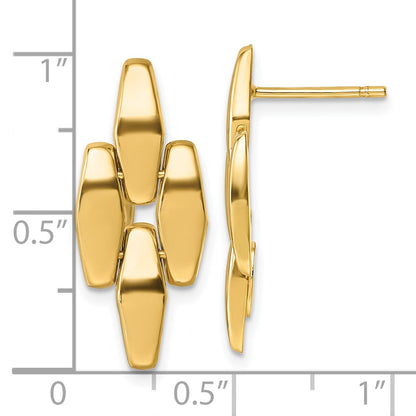 14K Gelbgold Poliert Fantasieglieder Geometric Hängend Ohrstecker