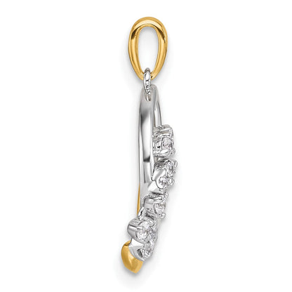 14K Bicolor Gold Polierter Diamant-Anhänger mit verschlungenen Kreisen, 0,2 ct