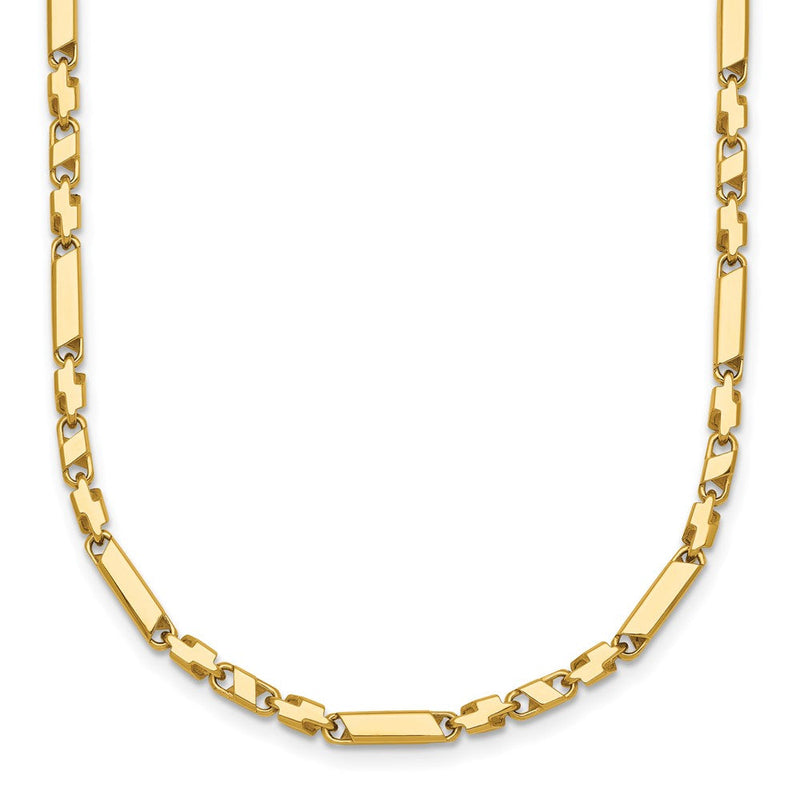 14K Gelbgold Poliert Fantasie Stab Glieder 19.75 Zoll Halskette