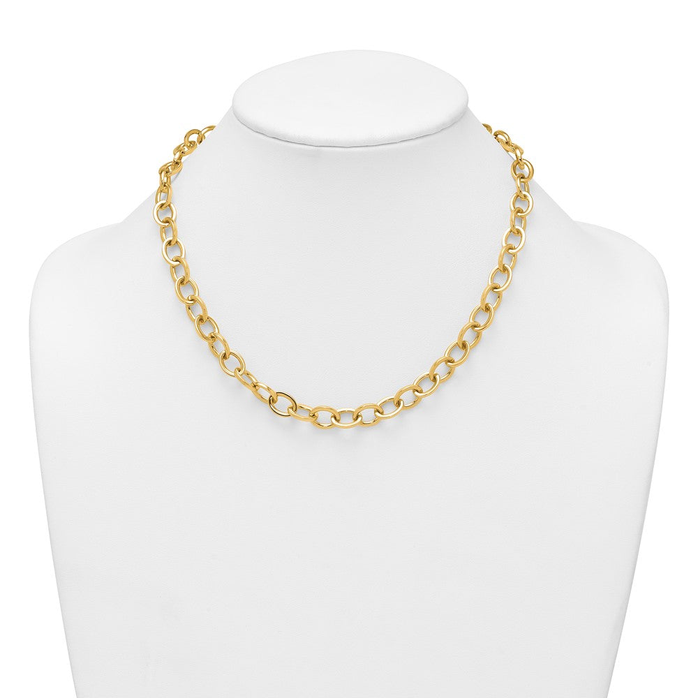 14K Gelbgold Poliert 9mm Rund Ankerkette Kette 18 Zoll Halskette