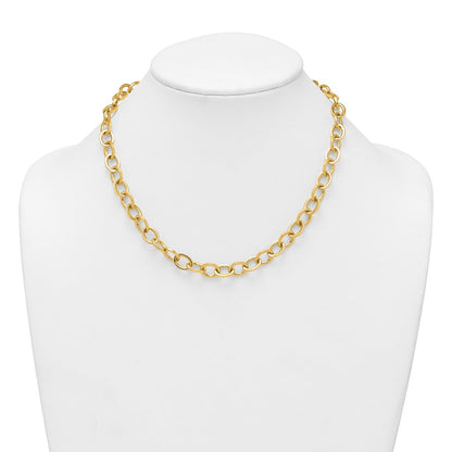 14K Gelbgold Poliert 9mm Rund Ankerkette Kette 18 Zoll Halskette