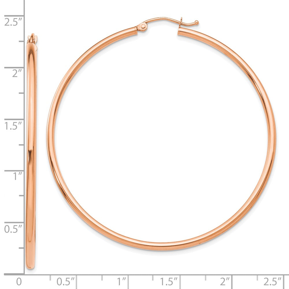 14K Roségold 2x55mm Poliert Leicht Röhre Creolen