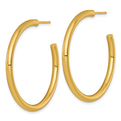 14K Gelbgold Poliert 3.0 X 40mm Röhre C-hoop Ohrstecker