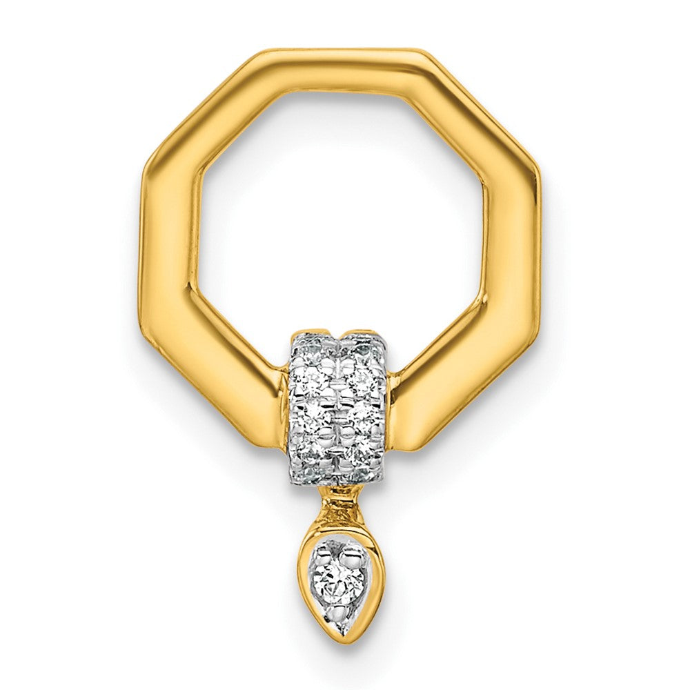 14K Gelbgold Poliert 1/15 Karat Diamant Octagon Kette Anhänger