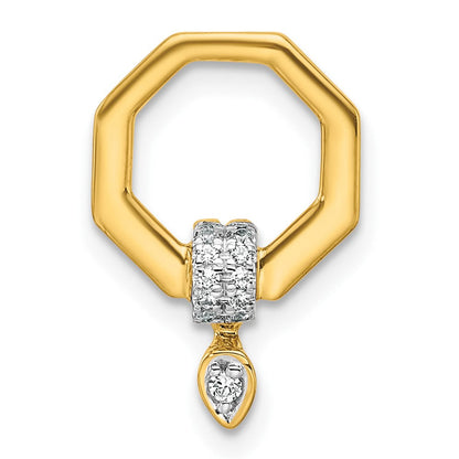 14K Gelbgold Poliert 1/15 Karat Diamant Octagon Kette Anhänger