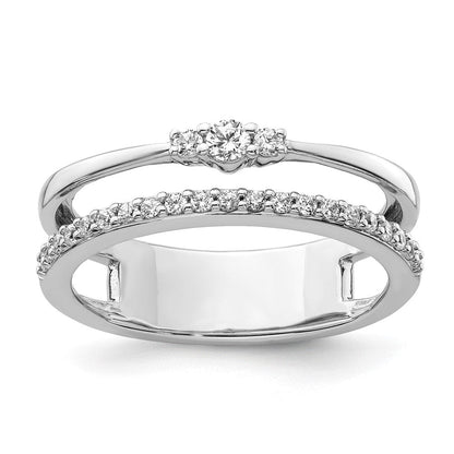 14K Weißgold Polierter Diamant-Doppel-Ehering Modering