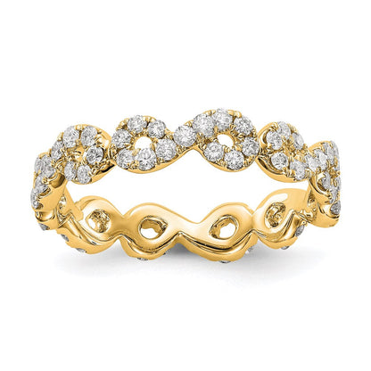 14K Gelbgold Poliert Unendlichkeit Shared U Krappen Größe 6.5 Diamant Memoire Ehering Ring