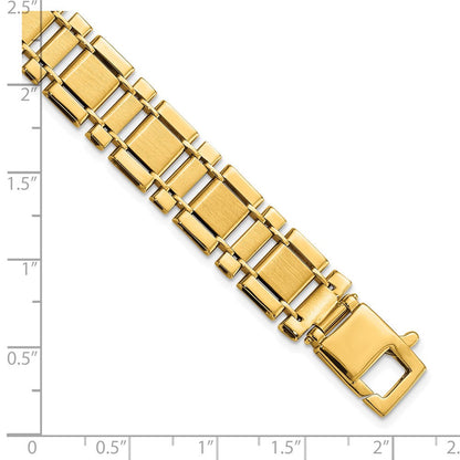 14K Gelbgold Herren Gebürstet und Poliert Glieder 8.5 Zoll Armband