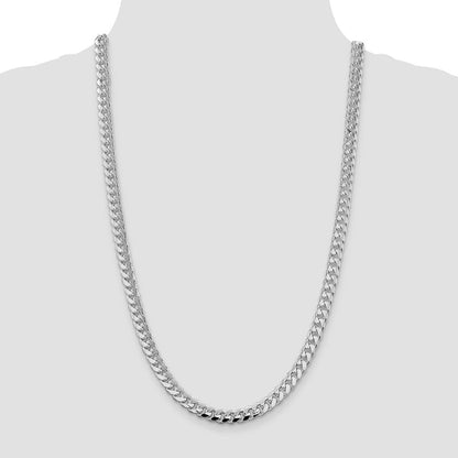 Sterlingsilber Rhodiniert 7.35mm Gewölbt mit Seite Diamantiert Panzer 26 Zoll Kette