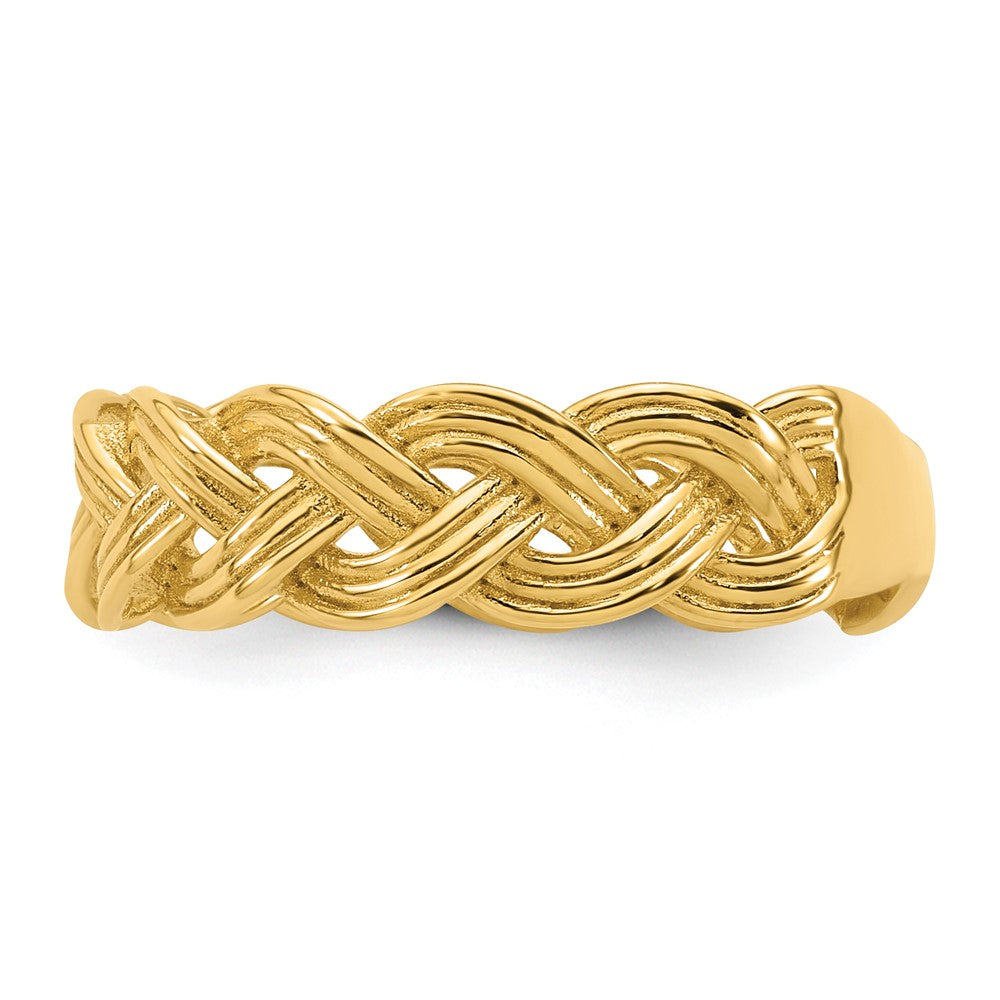 14K Gelbgold Polierter Fancy-Geflochtener Ring, Größe 7