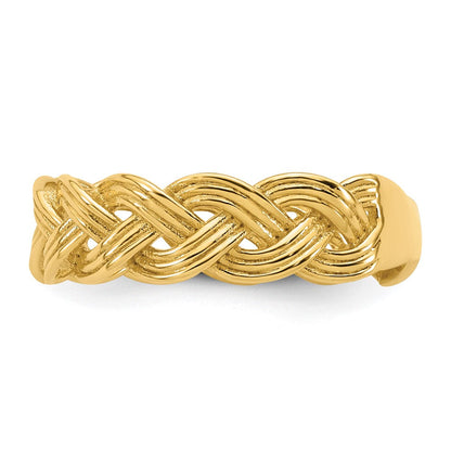 14K Gelbgold Polierter Fancy-Geflochtener Ring, Größe 7