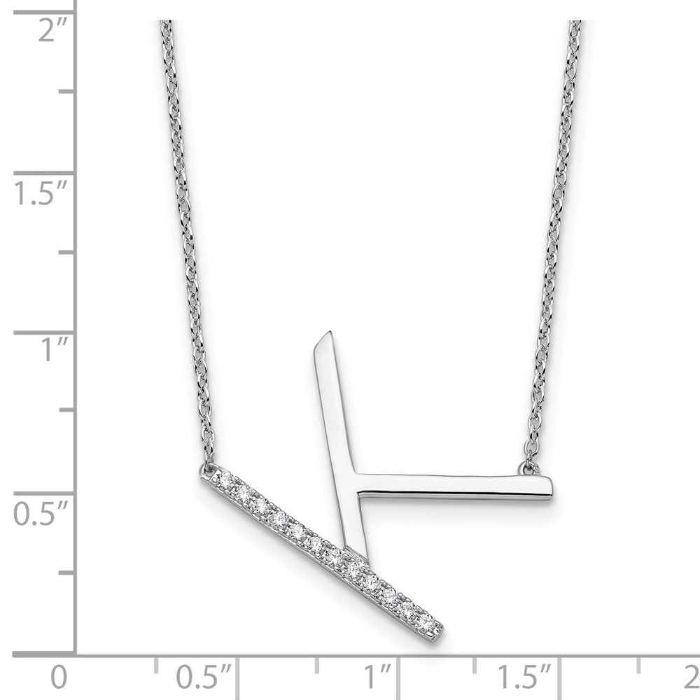 14K Weißgold Seitlich Diamant Initiale K 18 Zoll Halskette