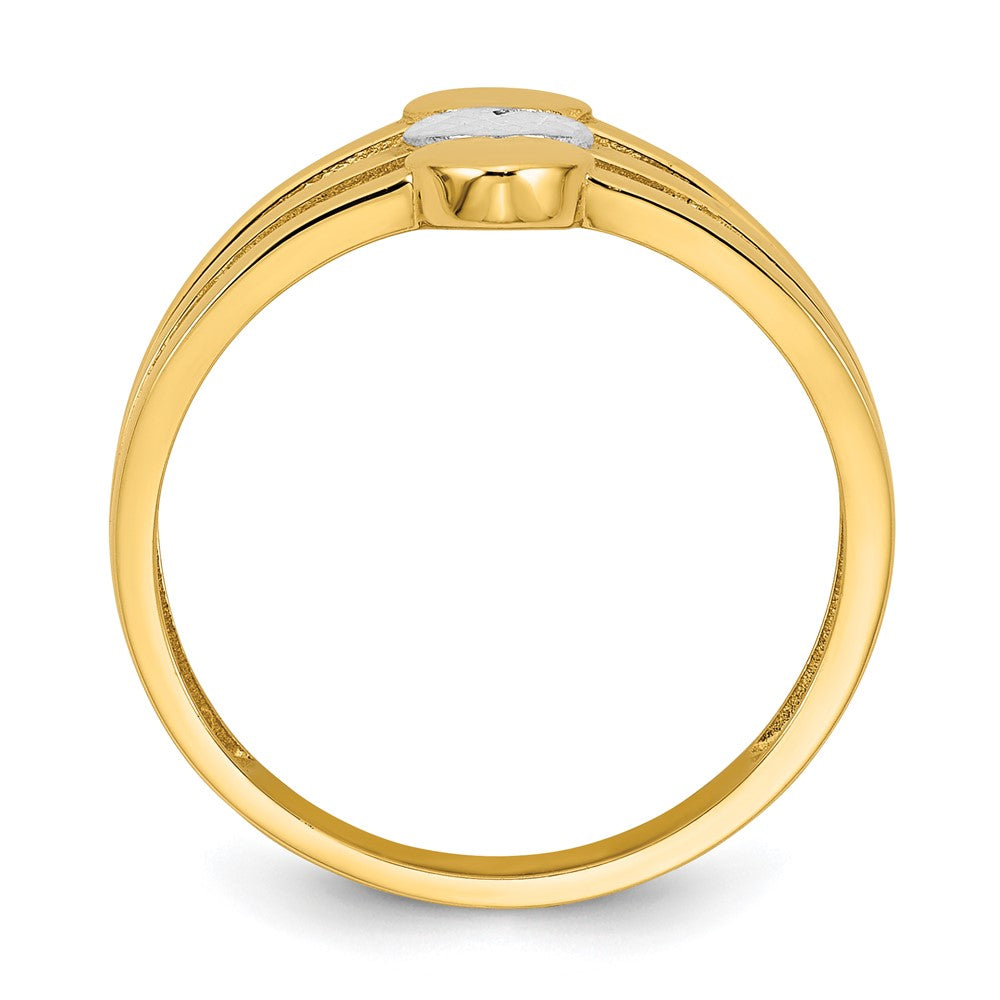 14K Gelbgold mit Rhodium, poliert und diamantiert, Drei Herzen, Größe 7, Ring
