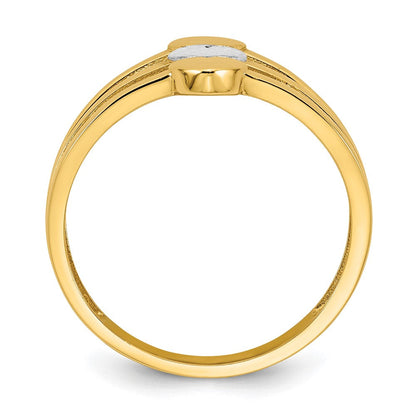 14K Gelbgold mit Rhodium, poliert und diamantiert, Drei Herzen, Größe 7, Ring