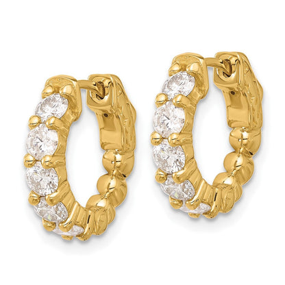14K Gelbgold 1.7 Karat Diamant Rund Creole mit Sicherheits Verschluss Ohrringe