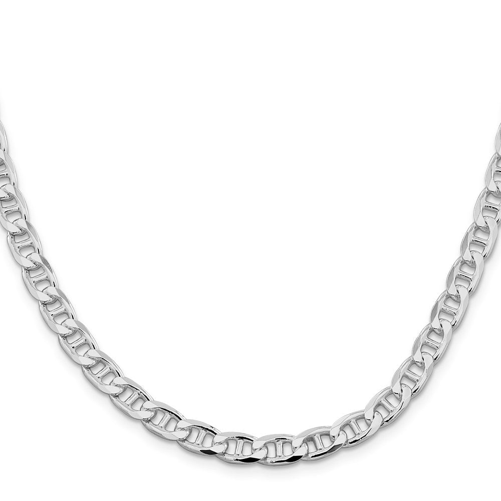 Sterlingsilber Rhodiniert 6.5mm Diamantiert Flach Anker Panzer Halskette