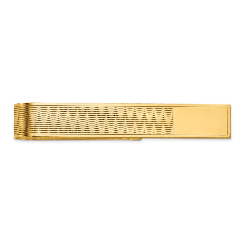 14K Gelbgold Herren Gerillt Gravierbar Krawatten Stab