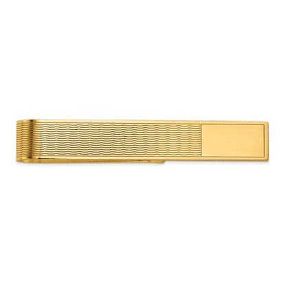 14K Gelbgold Herren Gerillt Gravierbar Krawatten Stab