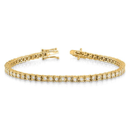 14K Gelbgold Komplett 1 Karat Diamant Illusion Setting 7 Zoll Tennis Armband