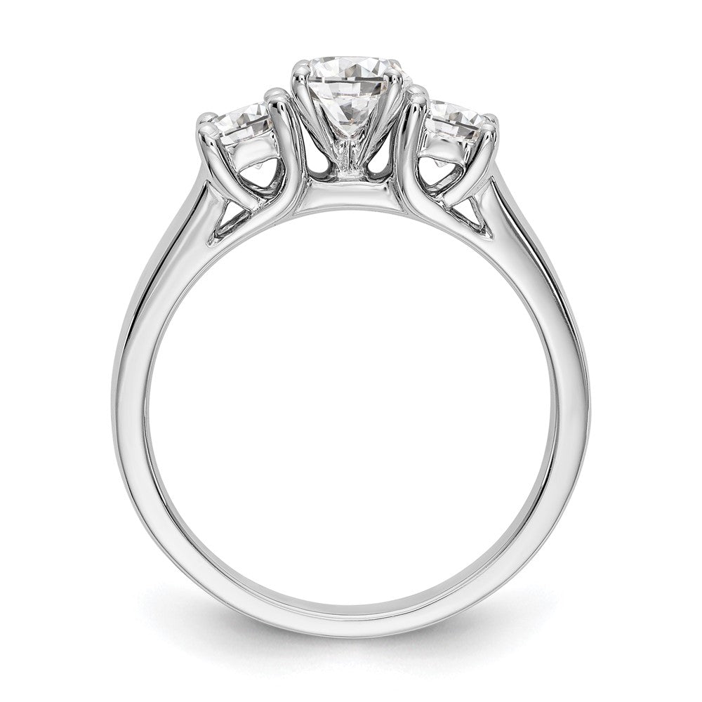 14K Weißgold 3-stone Stift Set Mittig Halbfassung Diamant Verlobungsring