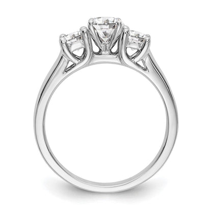 14K Weißgold 3-stone Stift Set Mittig Halbfassung Diamant Verlobungsring
