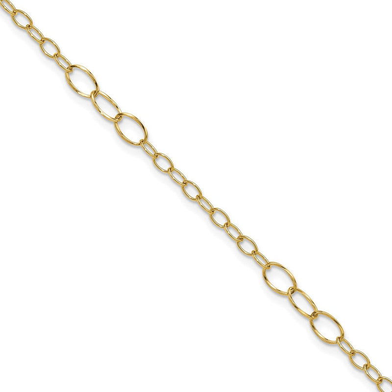 14K Gelbgold Oval Glieder 9 Zoll Plus 1 Zoll Verlängerung - Total 10 Zoll Fußkettchen