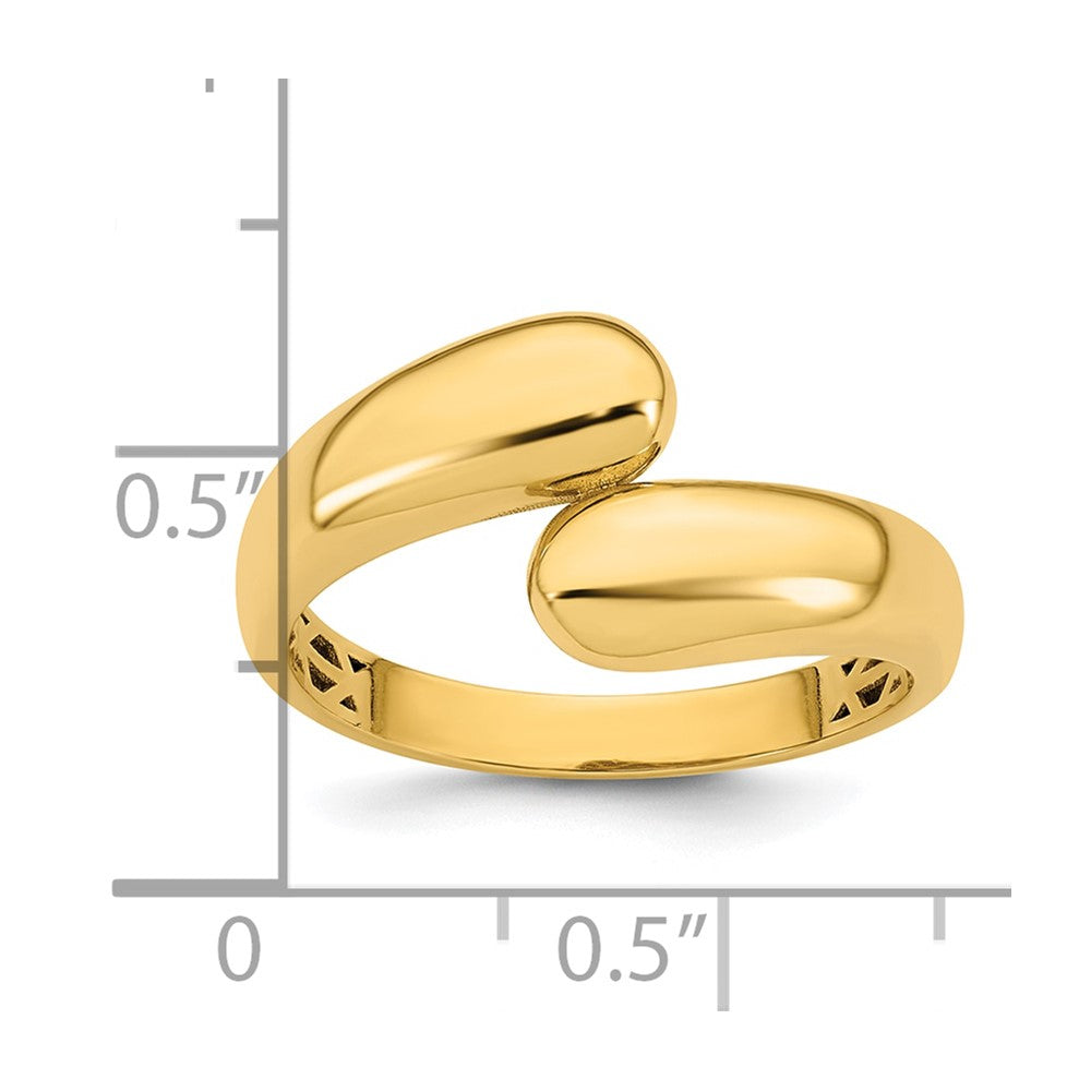 14K Gelbgold Polierter Bypass-Ring Größe 7