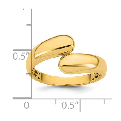 14K Gelbgold Polierter Bypass-Ring Größe 7
