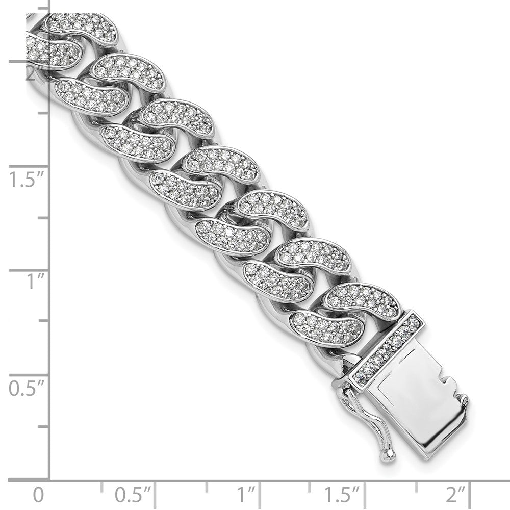 Sterlingsilber Rhodiniert Zirkonia Panzer Gliederarmband