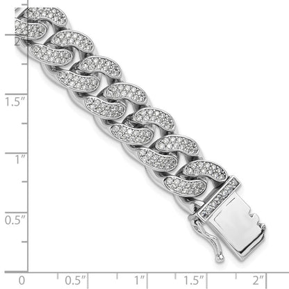 Sterlingsilber Rhodiniert Zirkonia Panzer Gliederarmband