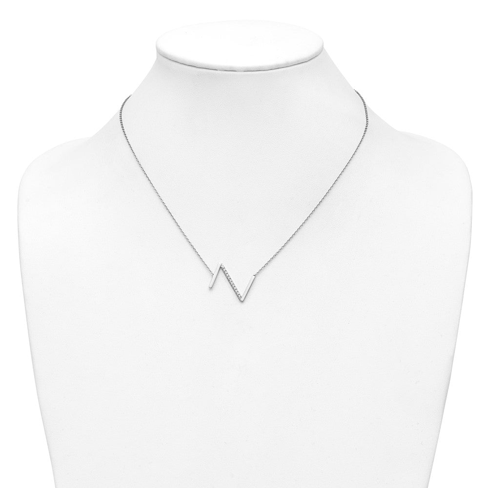 14K Weißgold Seitlich Diamant Initiale Z 18 Zoll Halskette