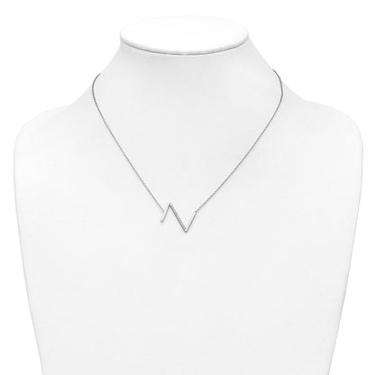 14K Weißgold Seitlich Diamant Initiale Z 18 Zoll Halskette