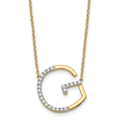 14K Gelbgold Seitlich Diamant Initiale G 18 Zoll Halskette
