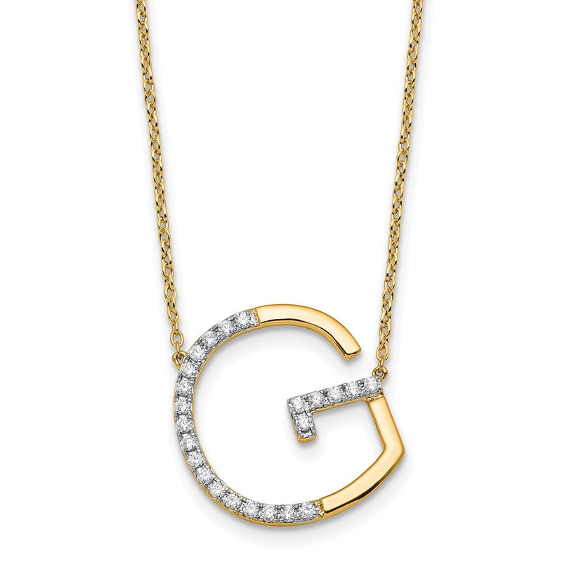 14K Gelbgold Seitlich Diamant Initiale G 18 Zoll Halskette