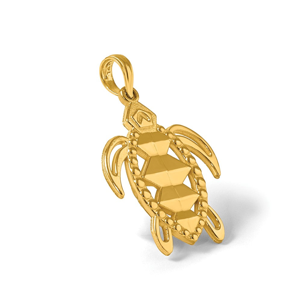14K Gelbgold Poliert Schildkröte Anhänger