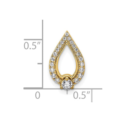 14K Gelbgold Poliert 1/4 Karat Diamant Tropfen Kette Anhänger