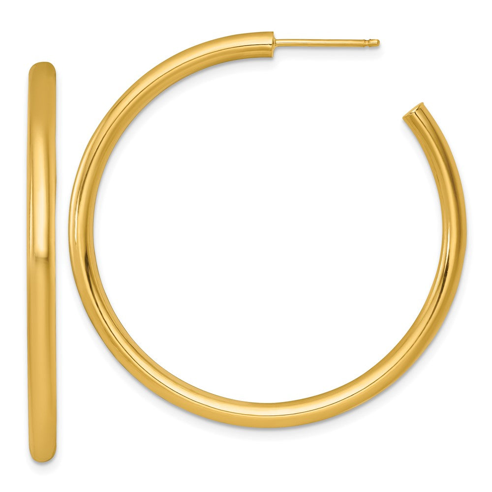 14K Gelbgold Poliert 3.0 X 45mm Röhre C-hoop Ohrstecker