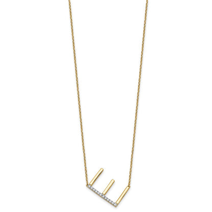 14K Gelbgold Seitlich Diamant Initiale E 18 Zoll Halskette