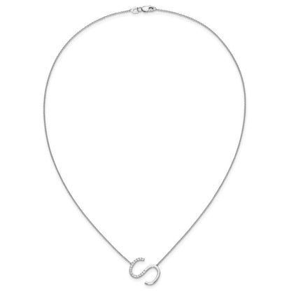 14K Weißgold Seitlich Diamant Initiale S 18 Zoll Halskette