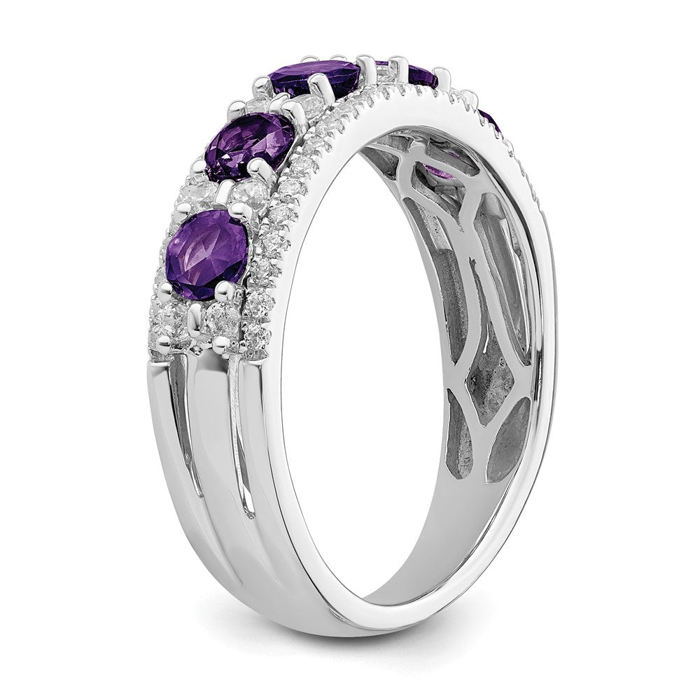 14K Gelbgold Ring mit Amethyst und Diamant, poliert