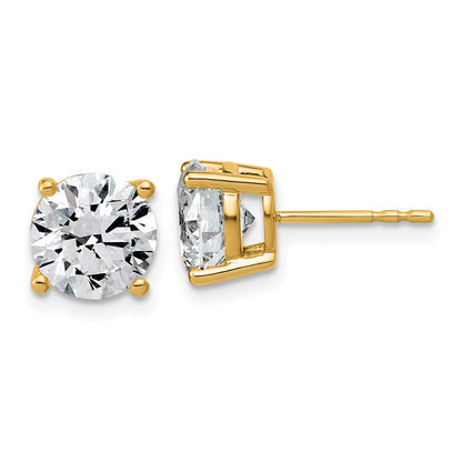 14K Gelbgold Diamant-Ohrstecker mit 4K im Rundschliff, laborgezüchtet, VS+ F+, komplett mit vier Krappen gefasst, leichte Ausführung