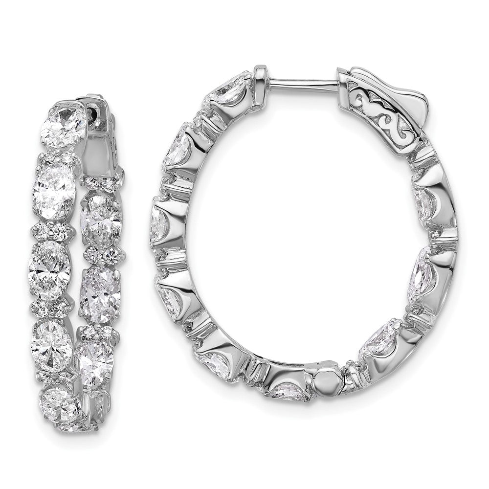 14K Weißgold Creolen mit im Labor gezüchteten Diamanten im Oval- und Rundschliff, "In and Out", 5 ct., VS/SI+ G+
