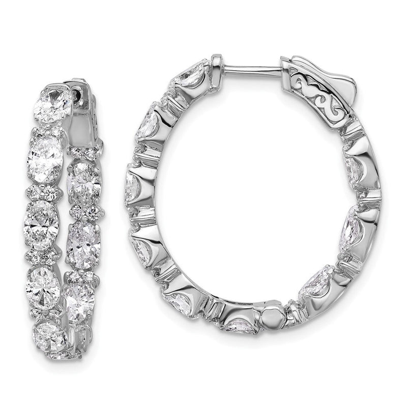 14K Weißgold Creolen mit im Labor gezüchteten Diamanten im Oval- und Rundschliff, "In and Out", 5 ct., VS/SI+ G+