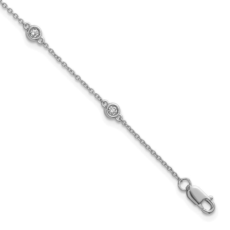 14K Weißgold Komplett 1/5 Karat Zargenfassung-set Diamant und Ankerkette Kette 6-station 7 Zoll Armband