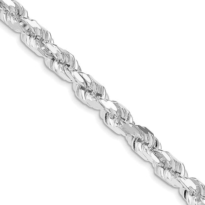 Sterlingsilber Rhodiniert 6.5mm Diamantiert Kordel 30 Zoll Kette