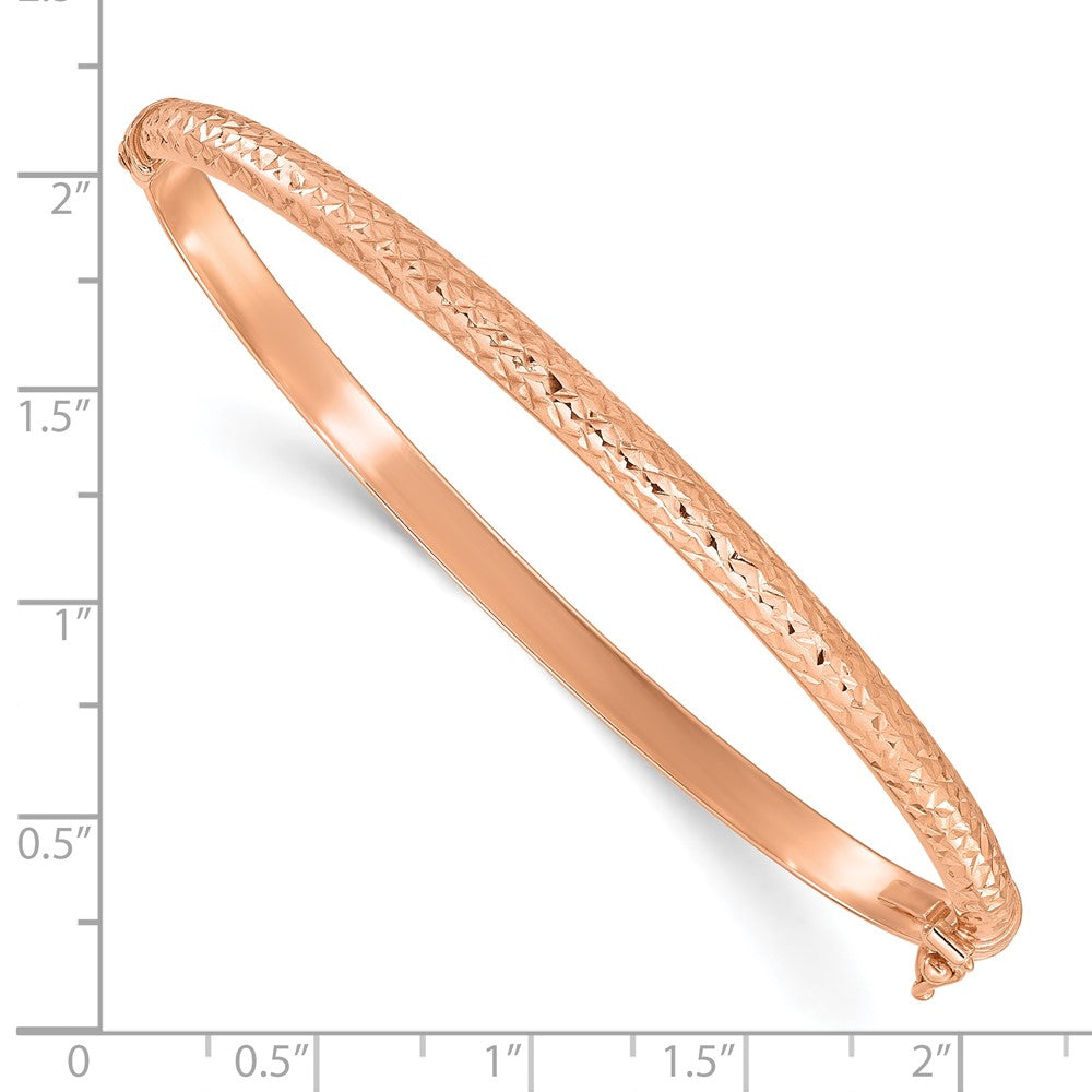 14K Roségold Poliert Diamantiert 4.00mm Klappbar Oval Armreif Armband