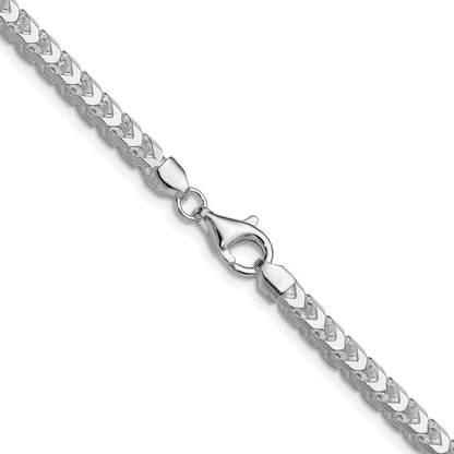 Sterlingsilber Rhodiniert 4.7mm Diamantiert Quadratisch Franco 30 Zoll Kette