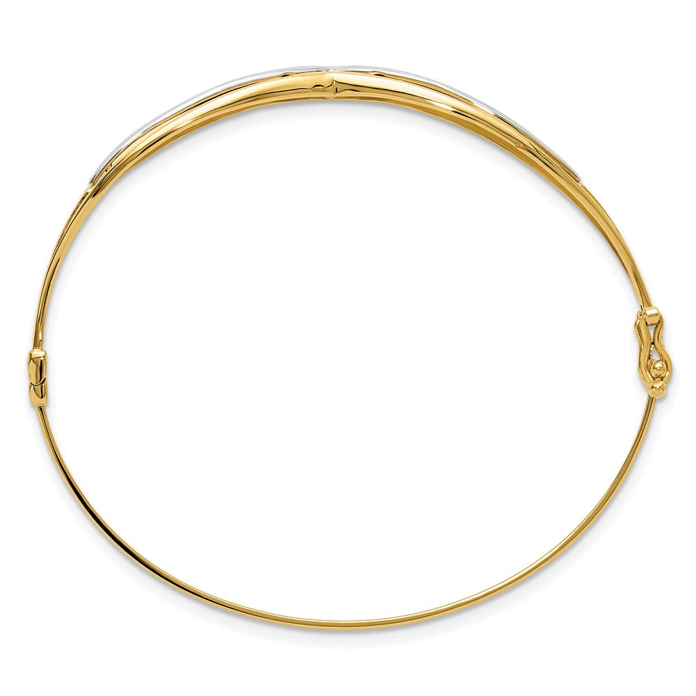 14K Gelbgold mit Rhodium Poliert Fantasie Klappbar Armreif