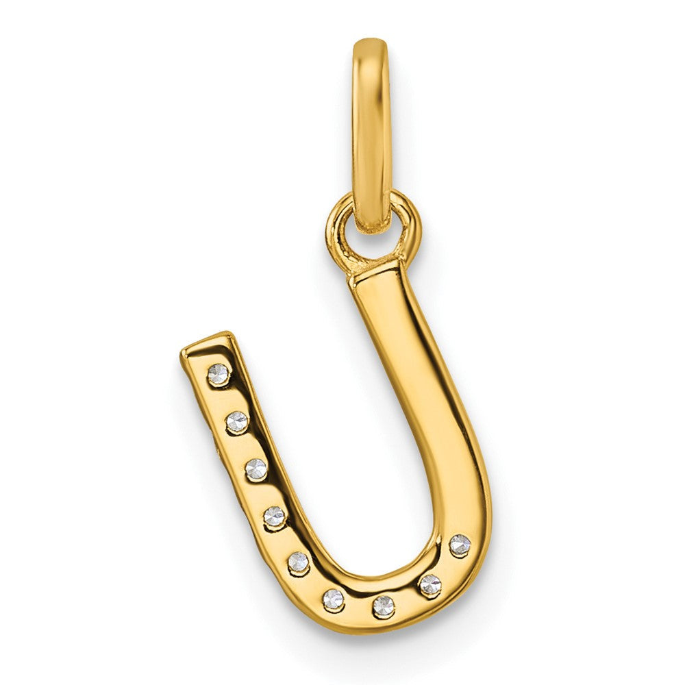 14K Gelbgold gedrehter Charm mit Initiale „U" und 0,10 ct. Diamant